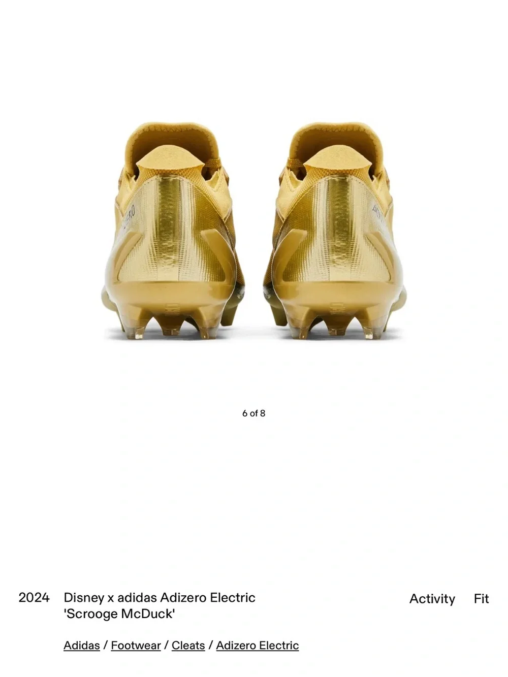 NEW Adidas Adizero Electric Disney Football Cleats Men’s Scrooge McDuck Money 13